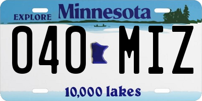MN license plate 040MIZ