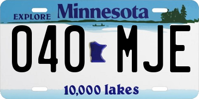 MN license plate 040MJE