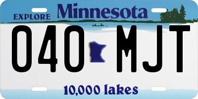MN license plate 040MJT
