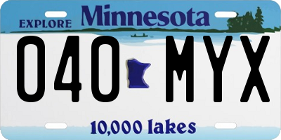 MN license plate 040MYX
