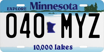MN license plate 040MYZ