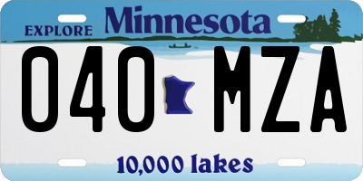 MN license plate 040MZA