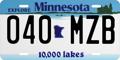 MN license plate 040MZB