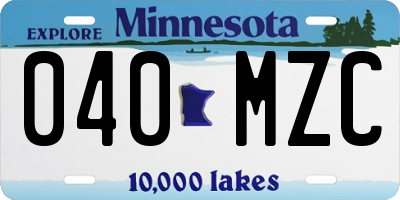 MN license plate 040MZC