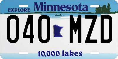 MN license plate 040MZD