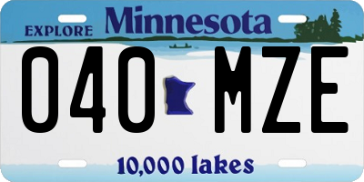 MN license plate 040MZE