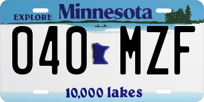 MN license plate 040MZF