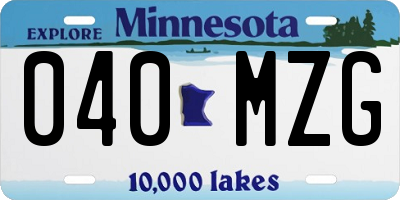 MN license plate 040MZG
