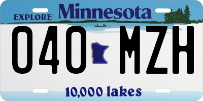 MN license plate 040MZH