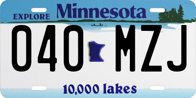 MN license plate 040MZJ