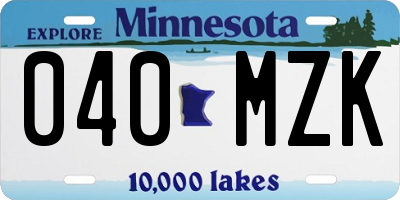 MN license plate 040MZK