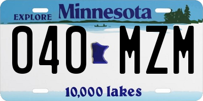 MN license plate 040MZM