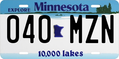 MN license plate 040MZN