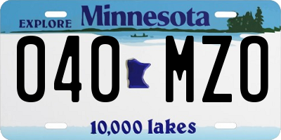 MN license plate 040MZO
