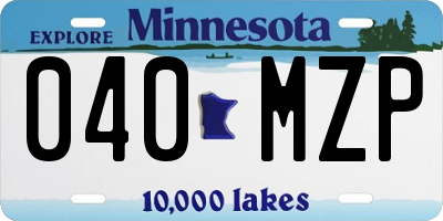 MN license plate 040MZP