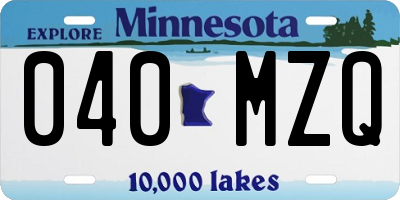 MN license plate 040MZQ