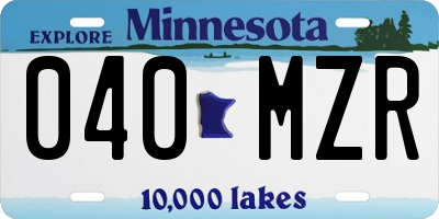 MN license plate 040MZR