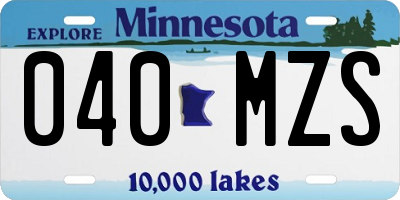 MN license plate 040MZS
