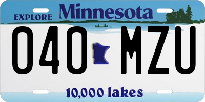 MN license plate 040MZU