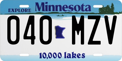 MN license plate 040MZV