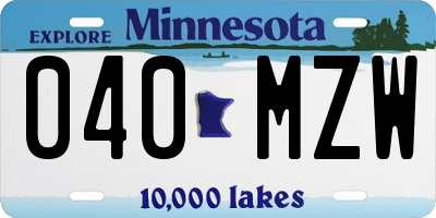 MN license plate 040MZW