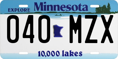 MN license plate 040MZX