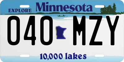 MN license plate 040MZY
