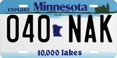 MN license plate 040NAK