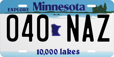 MN license plate 040NAZ