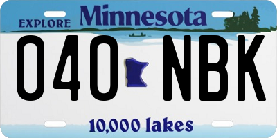 MN license plate 040NBK