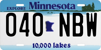 MN license plate 040NBW