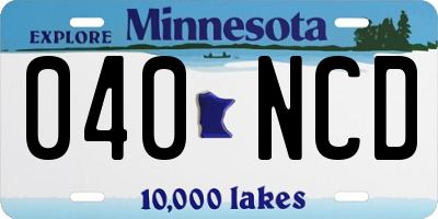MN license plate 040NCD