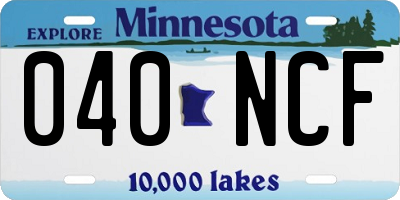 MN license plate 040NCF