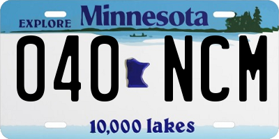 MN license plate 040NCM