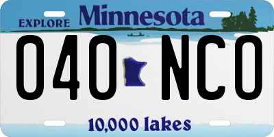 MN license plate 040NCO