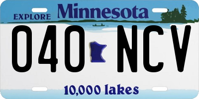 MN license plate 040NCV