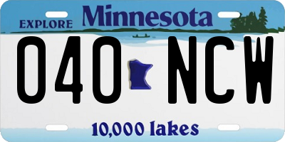 MN license plate 040NCW