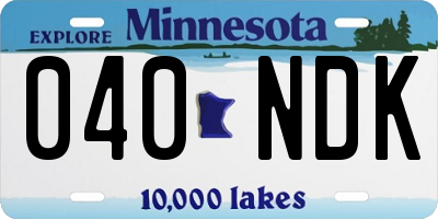 MN license plate 040NDK