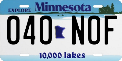 MN license plate 040NOF