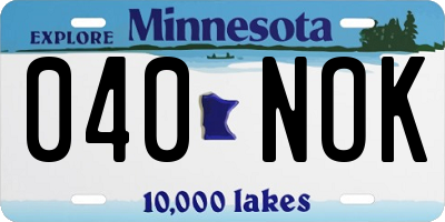 MN license plate 040NOK