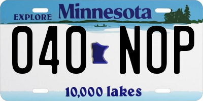 MN license plate 040NOP