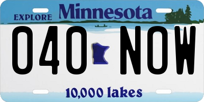 MN license plate 040NOW