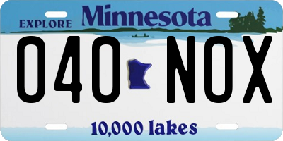 MN license plate 040NOX