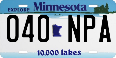 MN license plate 040NPA
