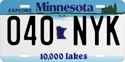 MN license plate 040NYK