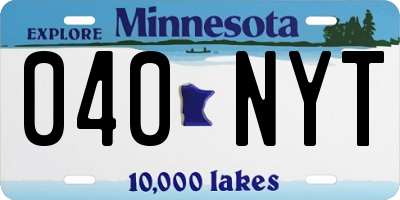 MN license plate 040NYT