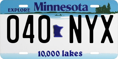 MN license plate 040NYX