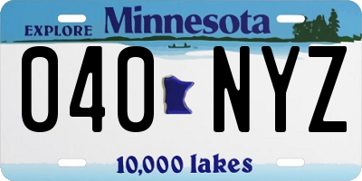 MN license plate 040NYZ