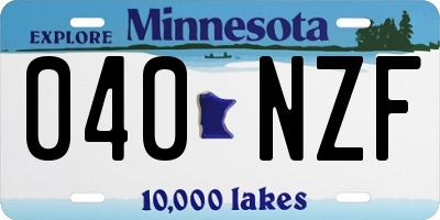 MN license plate 040NZF