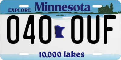 MN license plate 040OUF